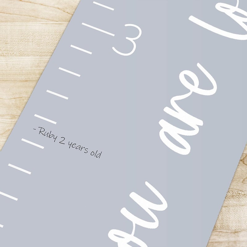 Morxy Canvas Growth Chart for Kids - Unisex Kids Room Wall Decor - Measuring Height Chart- Wall Tape with Height Chart for Kids (Canvas, Loved Beyond Measure- Gray) - Image 4
